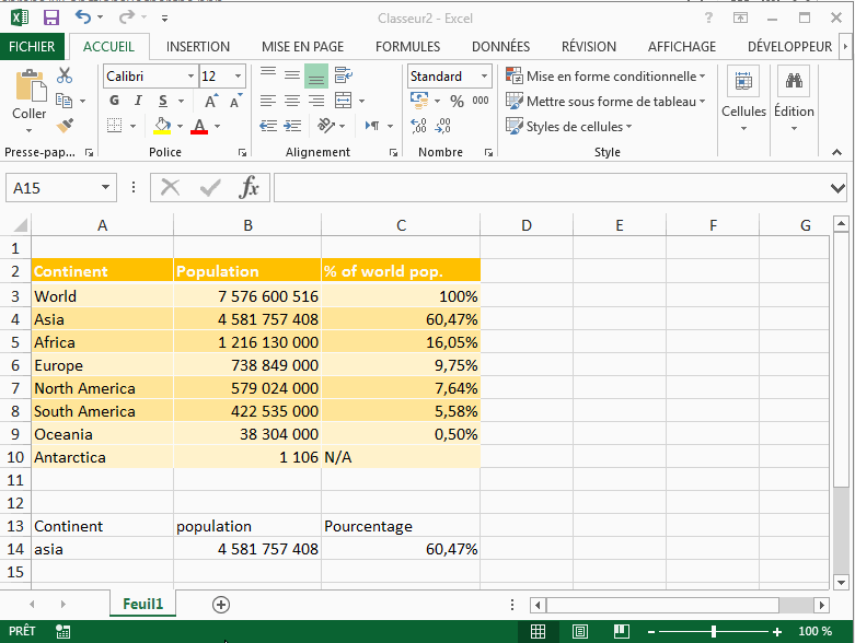 Excel, Les fonctions de Recherche