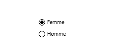 Excel, Boutons d'option (Contrôles de formulaire) pour choisir le genre Homme/Femme.