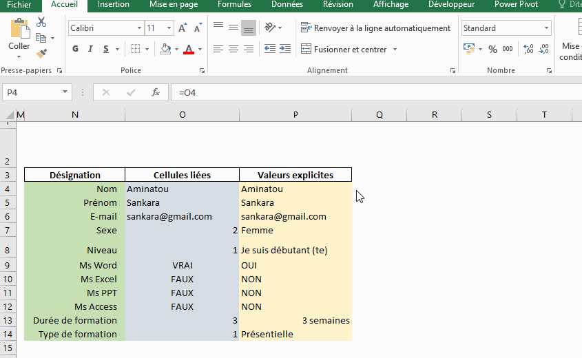 Excel, Enregistrer la macro pour remplir la base de données.