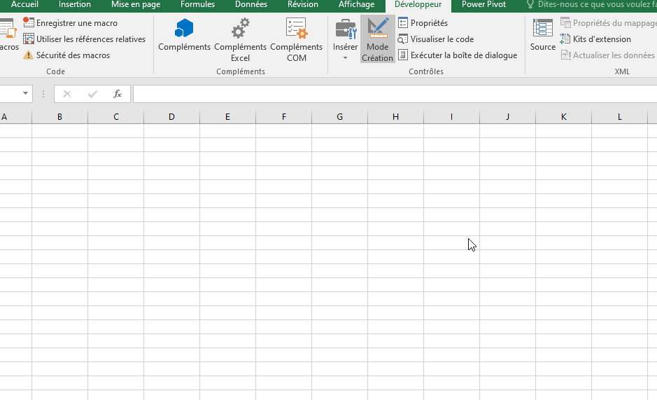 Excel, Insérer des boutons de commande.