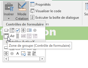 Excel, Utiliser une zone de groupe pour grouper des boutons d'option.